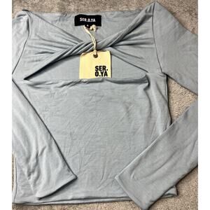 SER.O.YA Womens Ellis Top - Blue‎ Size Small Crop Top With Twist
